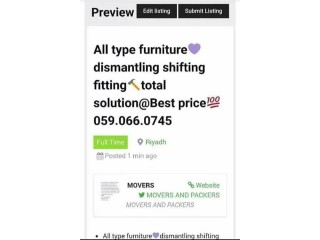 ALL Type FurnitureDismantling Shifting FittingTotal Solution@Best Price O590660745